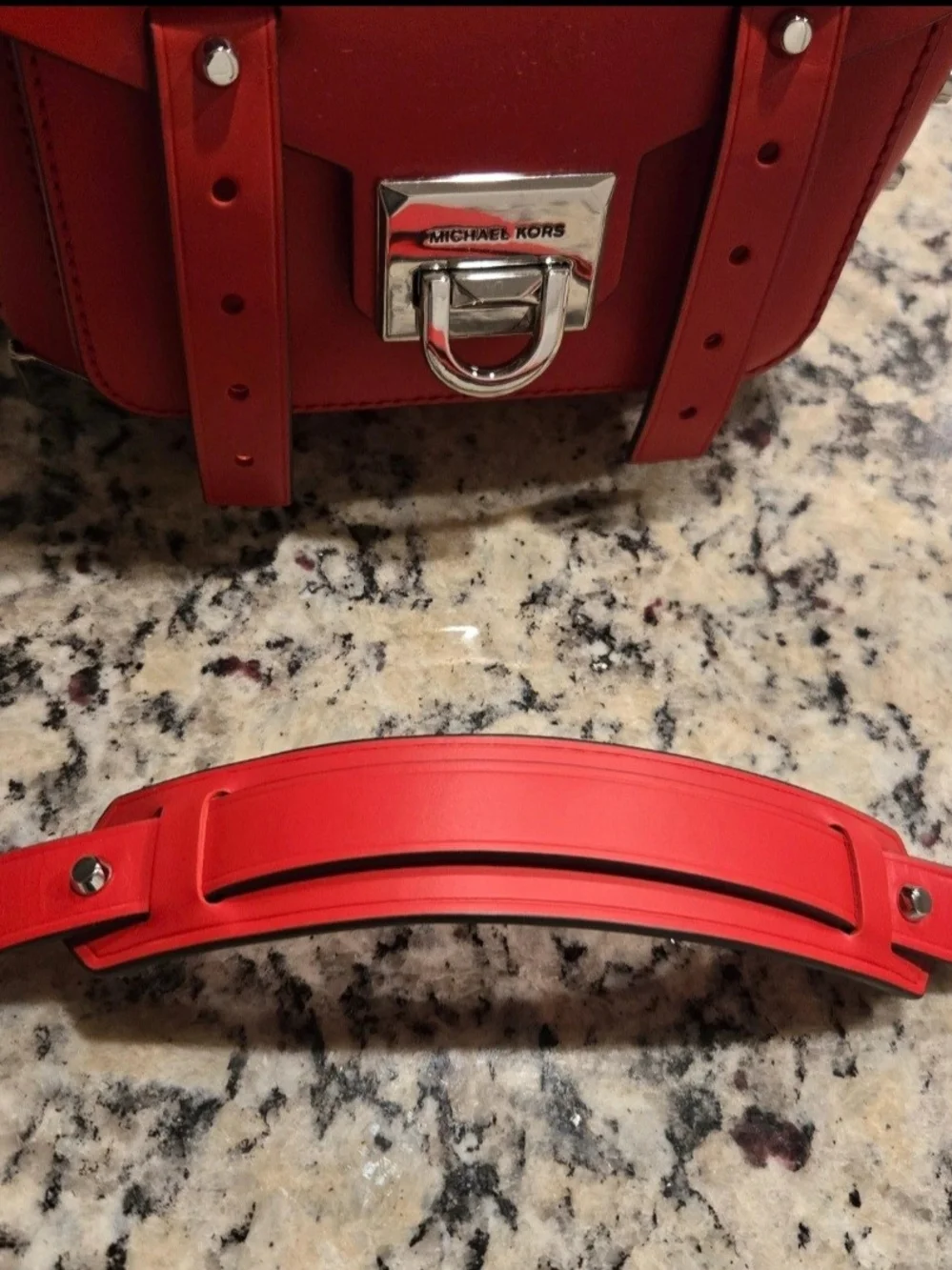 Michael Kors Manhattan Red Leather Messenger Crossbody Bag